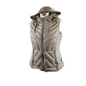 Bernardo Women's Tan Sleeveless Full Zip Insulated Hooded Puffer Vest Size M